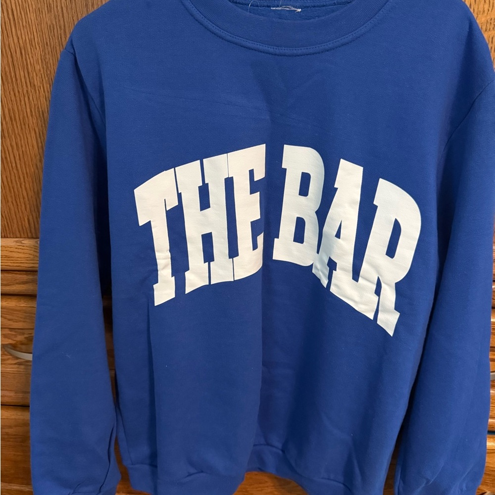 The Bar Blue Boxy Long Sleeve Hoodie